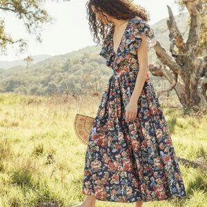 NWT Doen Pecos Dress in Liberty Fabric, Indigo Iris Floral